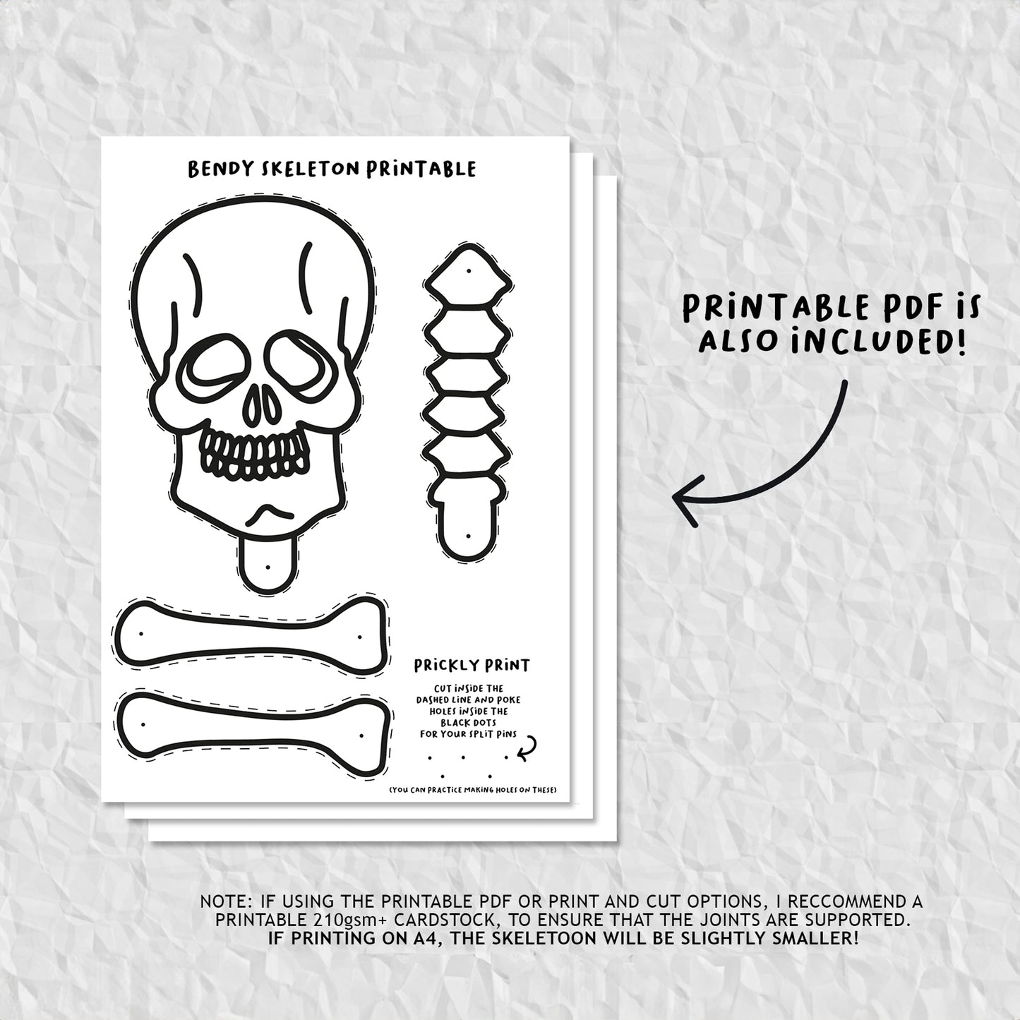 Bendy Skeleton Free PDF Printable